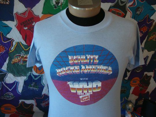 Discover Vintage THE WHO 1982 Tour Very Rare 80's Concert Schlitz Beer Promo T shirt