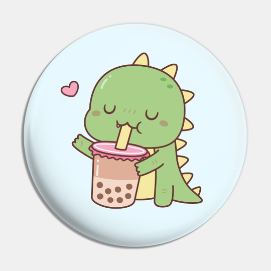 Discover Cute Little Dino Loves Boba Milk Tea - Cute Dinosaur - Pin