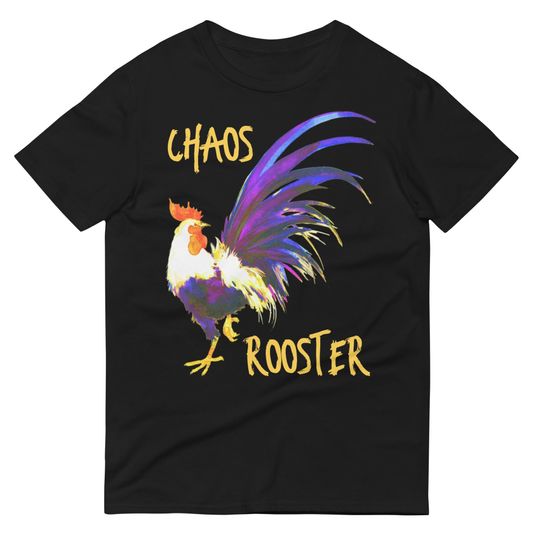 Discover Chaos Rooster Black Watercolor Running Rooster T-Shirt