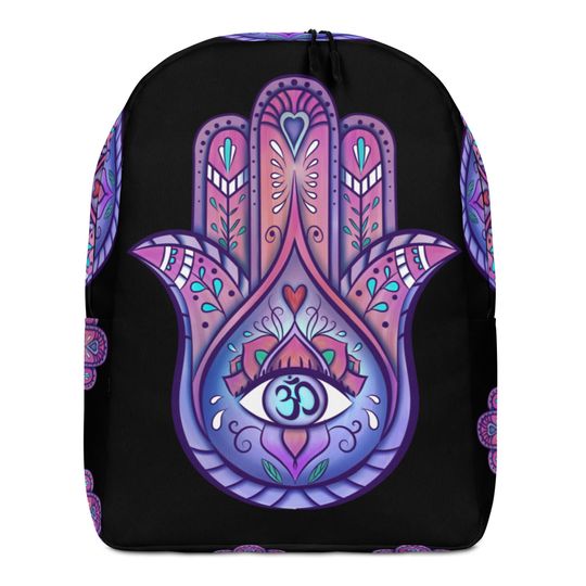 Discover Hamsa Hand and Ohm Symbol Minimalist Backpack