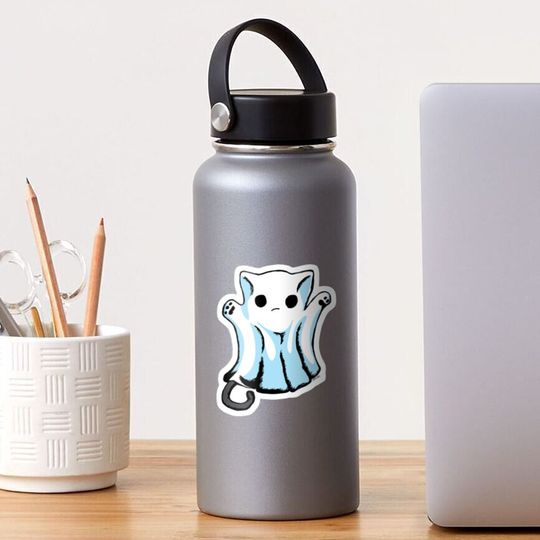 Discover Cute Boo Ghost Cat Halloween Sticker
