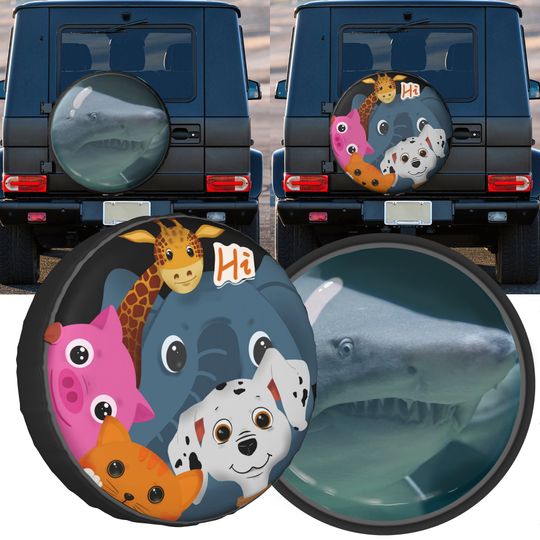 Discover Shark Animals Dog  Bear Gnome Dwarfs Waterproof Wheel Spare Tire Cover
