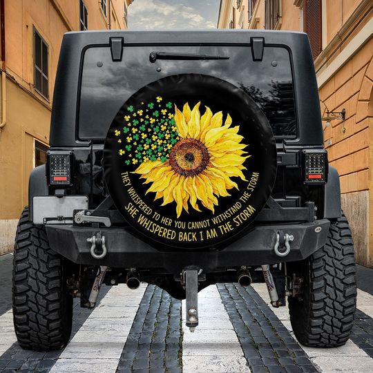 Discover I Am The Storm Sunflower  Tire Protectors, Tire Cover For Jeep Wrangler