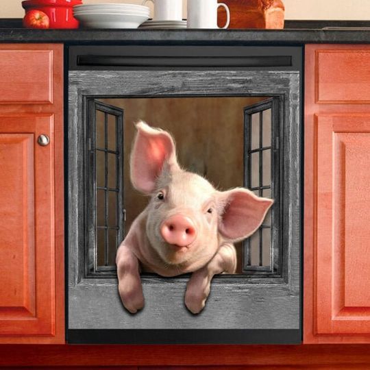 Discover Funny Pig Face Window Dishwasher Cover
