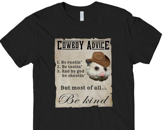Discover Possum Cowboy Advice T-Shirt, Rootin Tootin Be Kind Funny Cute T-shirt