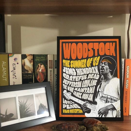 Discover Jimi Hendrix Poster,  Woodstock Experience 1969, Vintage Music Print