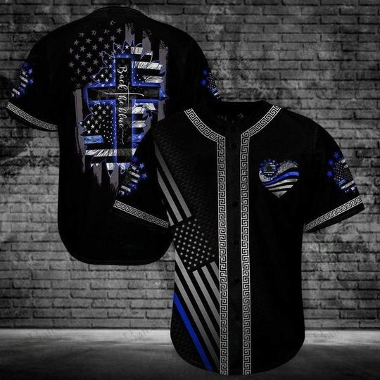 Discover Back The Blue Personalized 3d Baseball Jersey, Custom Baseball Jersey