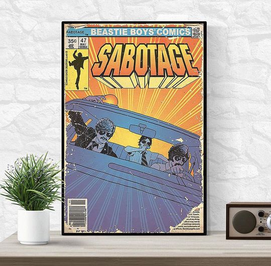 Discover Vintage Beastie Boys Comics Sabotage Premium Matte Vertical Posters