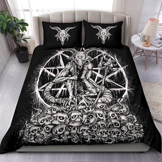 Discover Satanic Cyclops Goat Skull 3 Piece Duvet Bedding Set