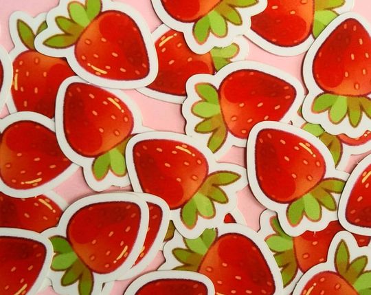 Discover Glossy Strawberry Stickers
