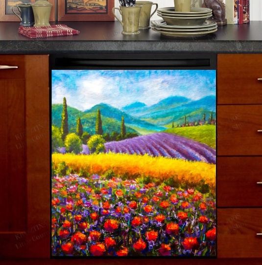 Discover Italian Lavender and Poppy Field Summer Countryside Dishwasher Cover