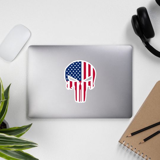 Discover American Flag Punisher bubble-free stickers