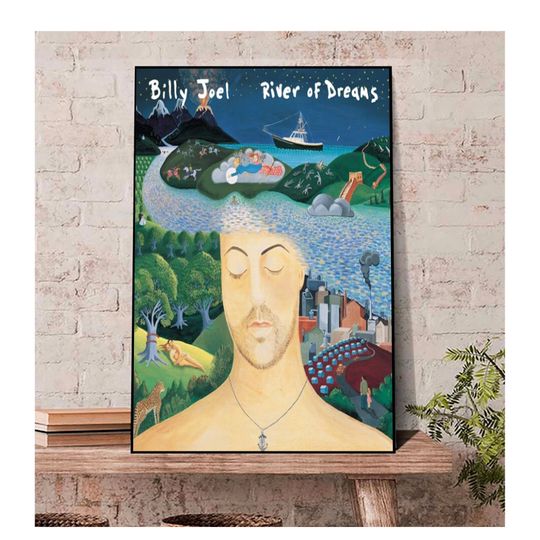 Discover Billy Joel Vintage Graphic Poster, Billy Joel River of Dreams Album Poster