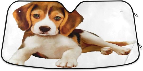 Discover Car Windshield Sun Shade Cute Beagle Puppy Foldable Car