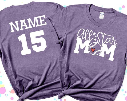 Discover All Star Mom T-Shirt, Custom Name And Number Baseball T Shirt