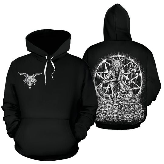 Discover Skull Satanic Cyclops Goat Hoodie  Be Advised These Hoodies