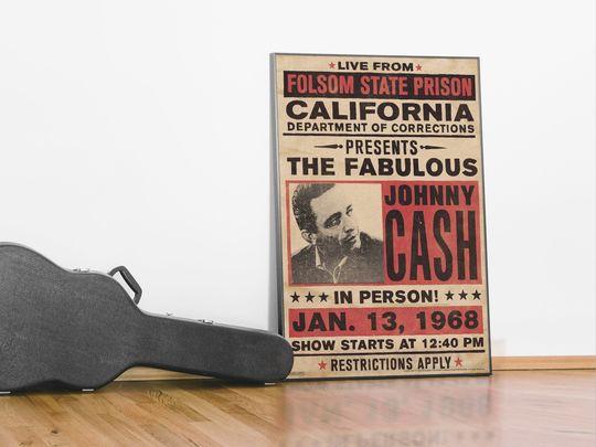 Discover Johnny Cash Vintage Concert Poster