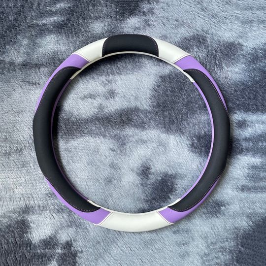 Discover Purple Black Sport Steering Wheel Cover, leather Car Accessories