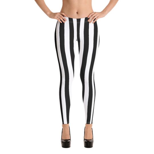 Discover Black and White Vertical Striped Leggings