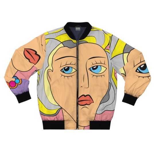 Discover Pop Art Funky Jacket, Women's Face Bomber Jacket, Unisex Wearable Art, Colorful Clothes