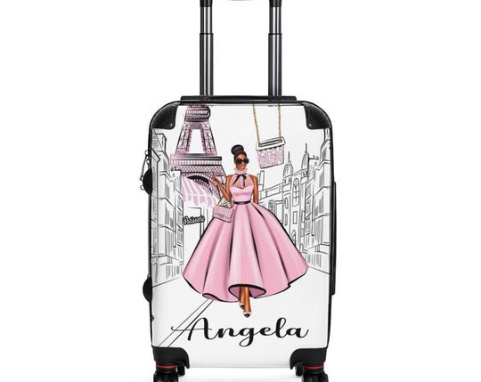 Discover Custom Name Suitcase, It's Always A Good Time For Paris, African American Woman Luggage