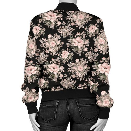 Discover Peach Flower Design Bomber Jacket