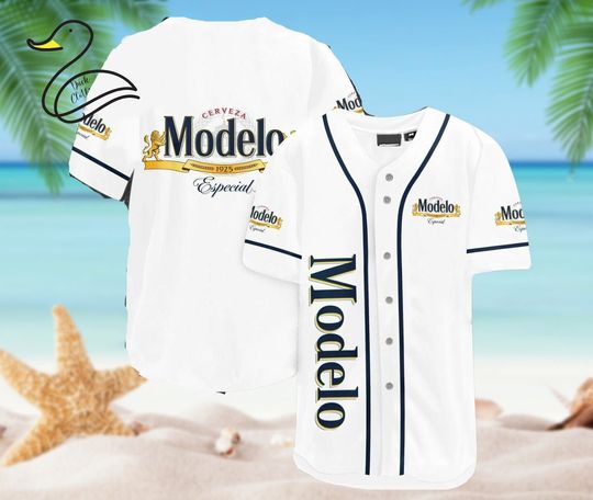 Discover White Split Modelo Beer Baseball Jersey, Halloween Shirt