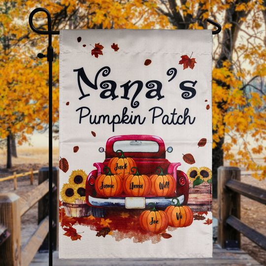 Discover Personalized Nanas Pumpkin Patch Garden Flag