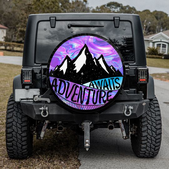 Discover Unique Adventure Awaits Pink Galaxy Spare Tire Cover