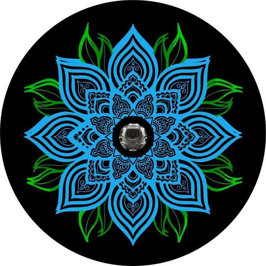 Discover Blue Flower Mandala Spare Tire Cover