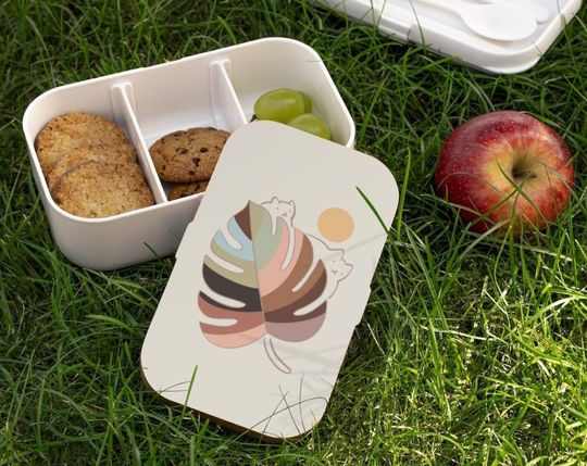 Discover Cats and Big Leaf Lunch Box Food Bento Lunch Box
