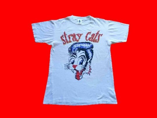 Discover vintage Stray Cat band 80s music concert medium mens t-shirt
