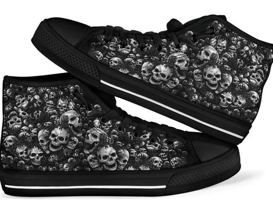 Discover Silver Skull Pile Men's High Top Sneaker