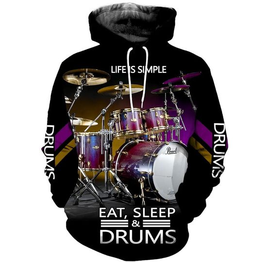 Discover Drums 3D All Over Printed Clothes, Drums Music Hoodie Shirt