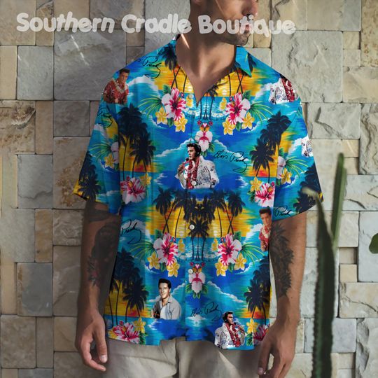Discover King Of Rock And Roll Elvis 3D Short-Sleeve Hawaiian Shirt