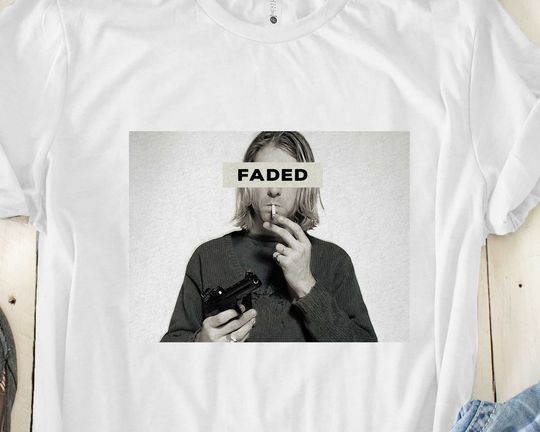 Discover Faded Kurt Cobain Grunge Rock Band T-shirt