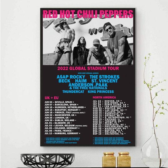 Discover Red Hot Chili Peppers Unlimited Love World Tour 2022 Poster, RHCP Tour 2022 Poster