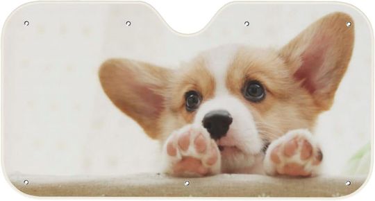 Discover Cute Corgi Printed Car Windshield Sun Shade