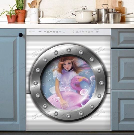 Discover Pretty Underwater Fairy with a Pink Flamingo Dish Washer Covers