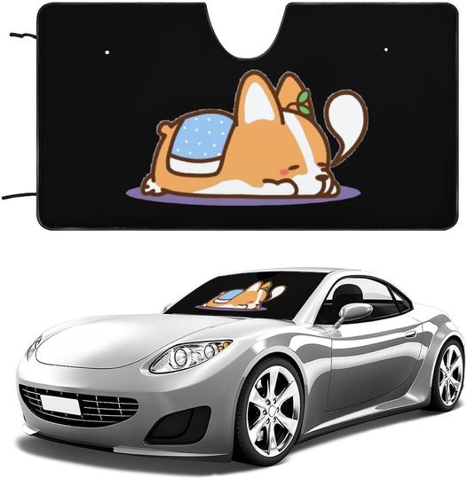 Discover Sleeping Corgi Front Windshield Sun Shade Foldable Visor Protector