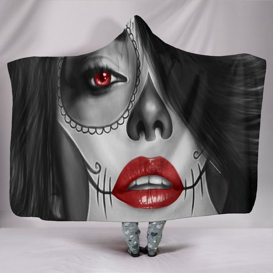 Discover Calavera (Day Of The Dead / Dia De Los Muertos) Gothic Halloween Skull Hooded Blanket