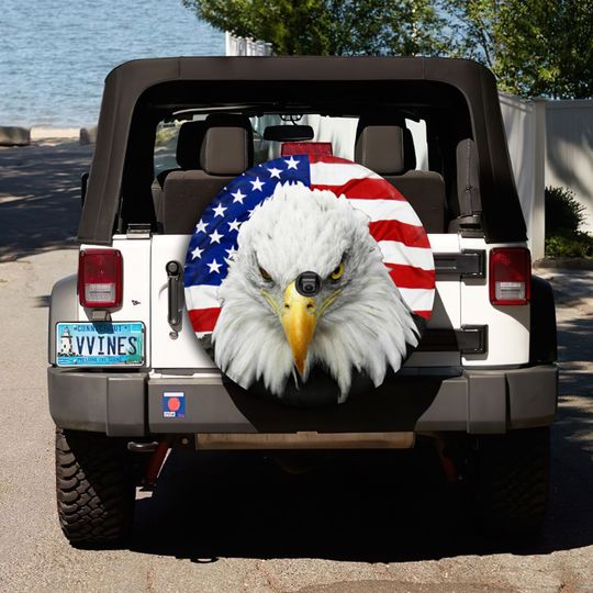 Discover Patriot Eagl3 Usa Flag Jeep Spare Tire Cover