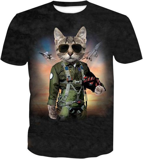 Discover Cat Police Captain Space 3D t-shirt