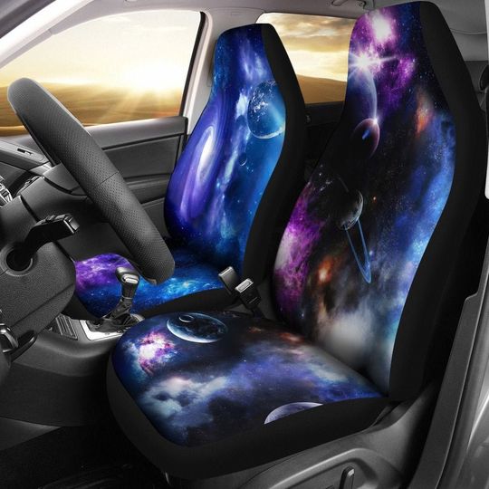 Discover Purple Blue Galaxy Universe Planets Car Seat Covers