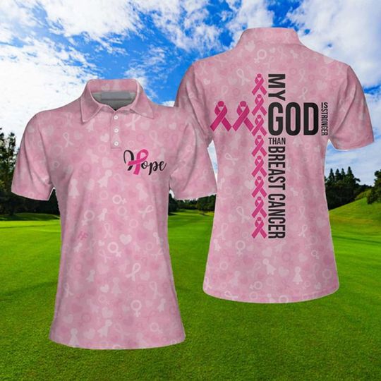 Discover Breast Cancer Awareness My God Polo Shirt Golfer Polo Shirt