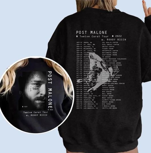 Discover Post Malone Twelve Carat 2022 Tour Sweatshirt, Post Malone Vintage Shirt, Twelve Carat Tour