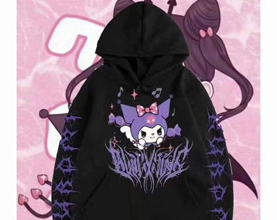 Discover Cute Kuromi Hoodie, Anime Print Hoodie
