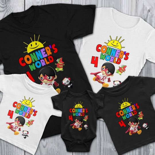 Discover Personalized Ryans World Birthday Shirt, Custom Age Shirt, Custom Name Shirt, Family Birthday Shirt