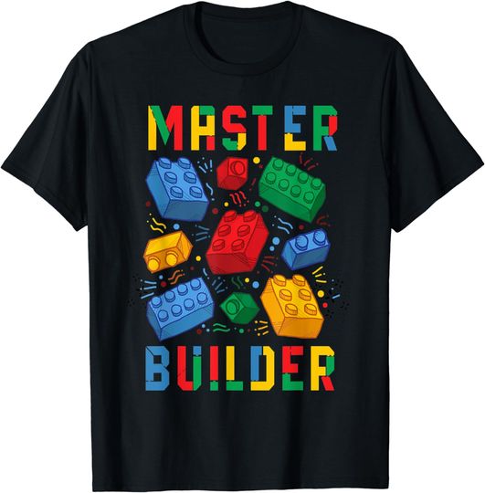 Discover Brick Builder Funny Blocks Master Builder T-Shirt