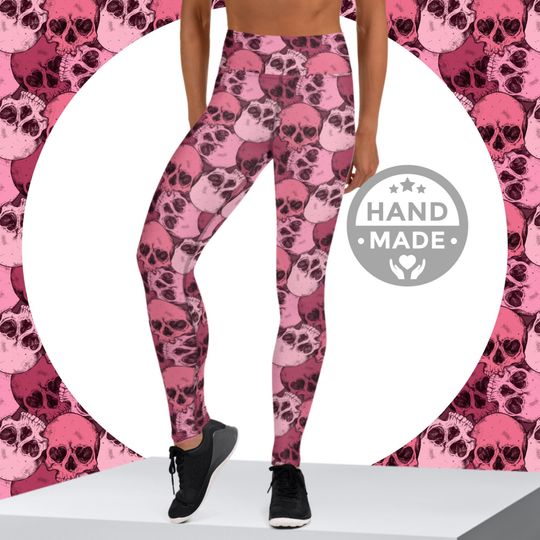 Discover Skull Halloween Leggings, Yoga Pants, Yoga Leggings, Womens Leggings